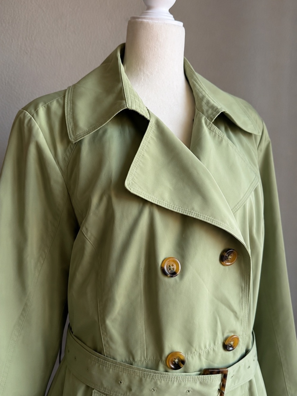 London Fog Green Belted Trench Coat XL - Picture 2 of 8